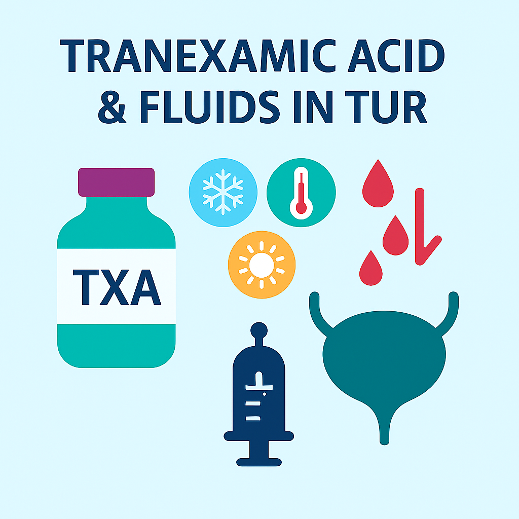 تصویر اینفوگرافیک مقایسه اثر محلول اسید ترانکسامیک در دماهای مختلف بر کاهش خونریزی حین عمل TUR